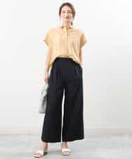 FKBGU58110 MK MICHEL KLEIN(MK ミッシェルクラン) フェイクパール釦ブラウス/洗える ライトイエロー