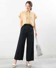 FKBGU58110 MK MICHEL KLEIN(MK ミッシェルクラン) フェイクパール釦ブラウス/洗える ライトイエロー