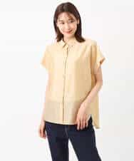 FKBGU58110 MK MICHEL KLEIN(MK ミッシェルクラン) フェイクパール釦ブラウス/洗える ライトイエロー