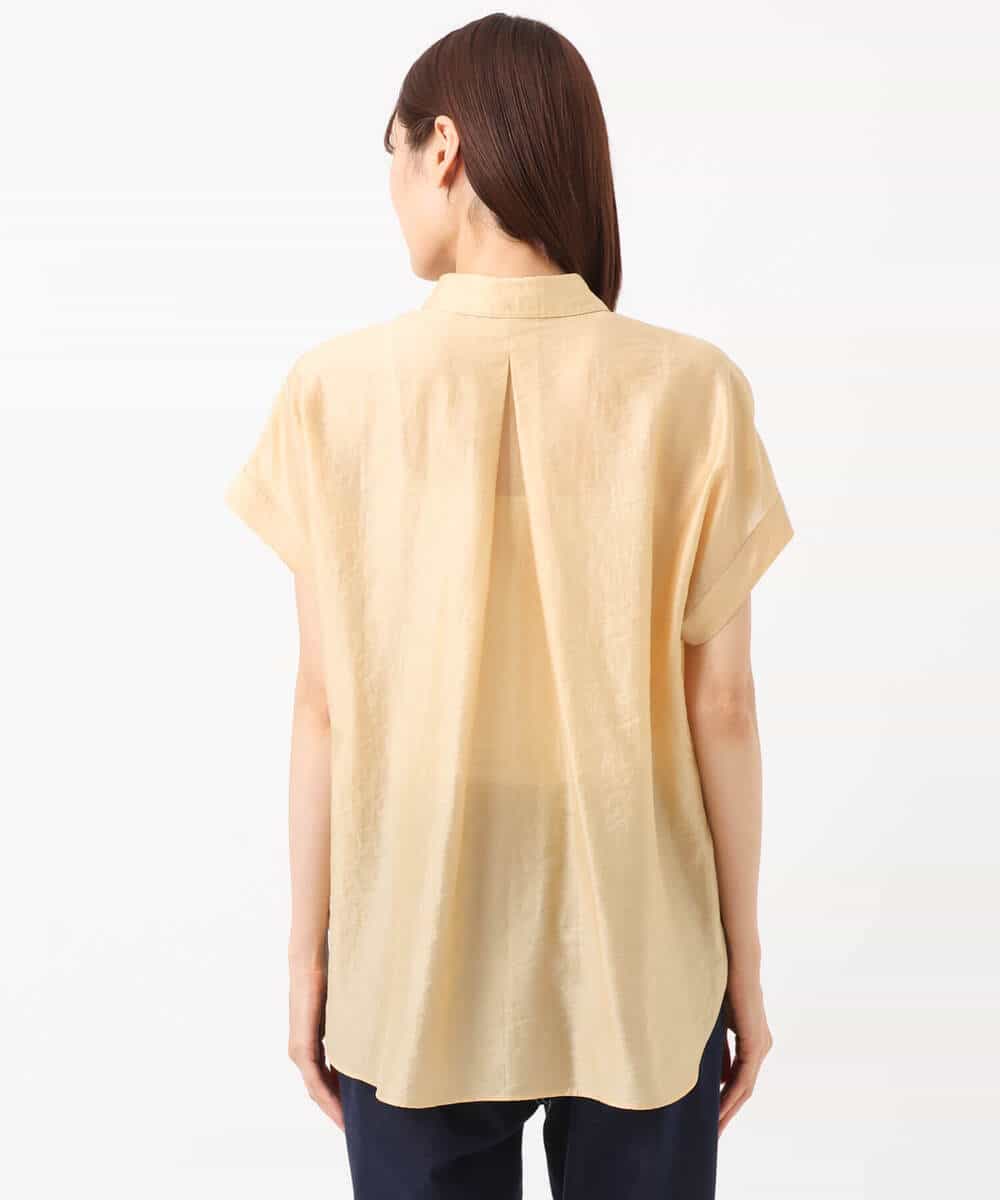 FKBGU58110 MK MICHEL KLEIN(MK ミッシェルクラン) フェイクパール釦ブラウス/洗える ライトイエロー