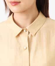 FKBGU58110 MK MICHEL KLEIN(MK ミッシェルクラン) フェイクパール釦ブラウス/洗える ライトイエロー