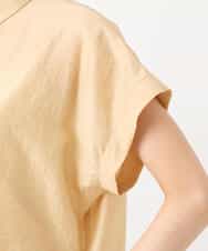 FKBGU58110 MK MICHEL KLEIN(MK ミッシェルクラン) フェイクパール釦ブラウス/洗える ライトイエロー