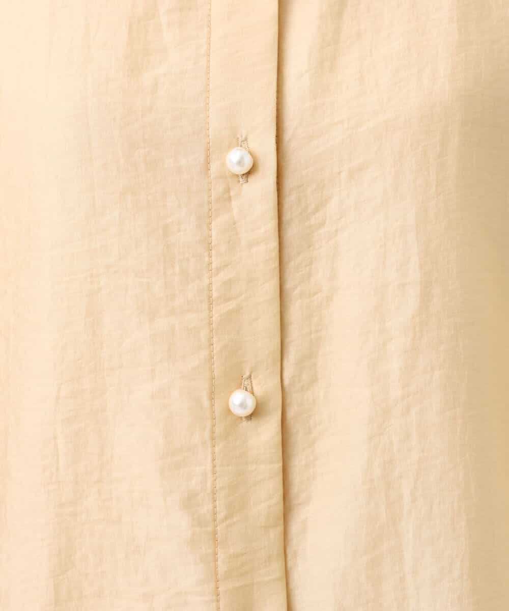 FKBGU58110 MK MICHEL KLEIN(MK ミッシェルクラン) フェイクパール釦ブラウス/洗える ライトイエロー