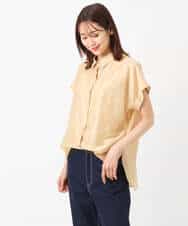 FKBGU58110 MK MICHEL KLEIN(MK ミッシェルクラン) フェイクパール釦ブラウス/洗える ライトイエロー