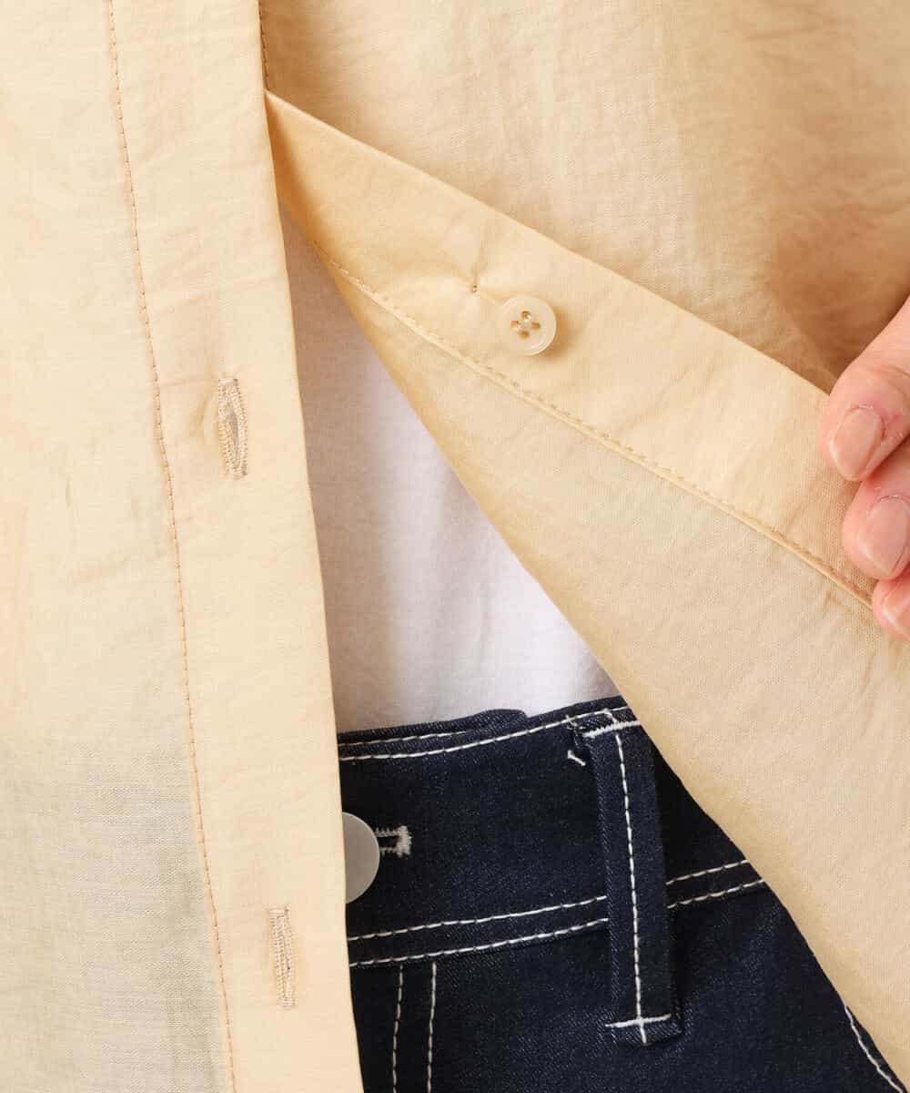 FKBGU58110 MK MICHEL KLEIN(MK ミッシェルクラン) フェイクパール釦ブラウス/洗える ライトイエロー