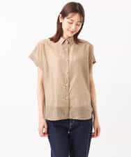 FKBGU58110 MK MICHEL KLEIN(MK ミッシェルクラン) フェイクパール釦ブラウス/洗える ライトイエロー