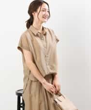 FKBGU58110 MK MICHEL KLEIN(MK ミッシェルクラン) フェイクパール釦ブラウス/洗える ベージュ