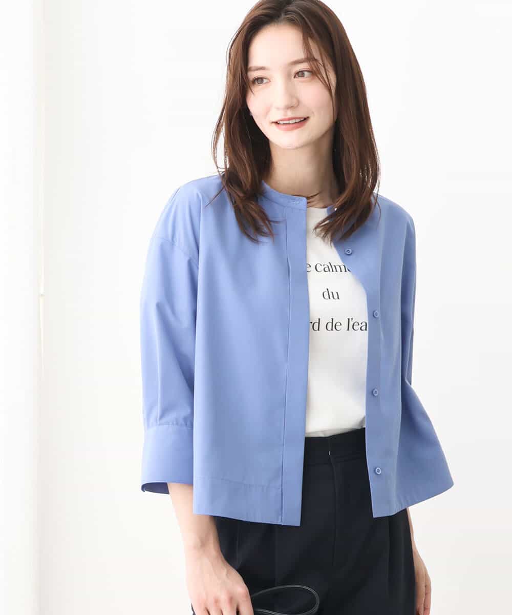 コットン調ショート丈シャツブラウス/洗える(ブラウス・シャツ) | MK  