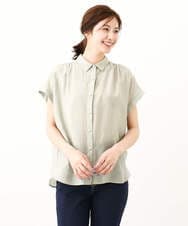 FKBGV58110 MK MICHEL KLEIN(MK ミッシェルクラン) パール調釦シャツブラウス/セットアップ対応/洗える グレイッシュパープル