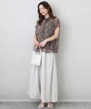FKBHA05140 MK MICHEL KLEIN(MK ミッシェルクラン) 更紗プリント花柄シフォンブラウス/前後2way/洗える ベージュ