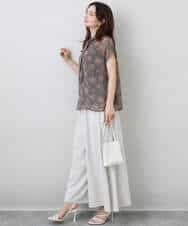 FKBHA05140 MK MICHEL KLEIN(MK ミッシェルクラン) 更紗プリント花柄シフォンブラウス/前後2way/洗える ベージュ