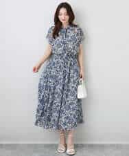 FKBHA05140 MK MICHEL KLEIN(MK ミッシェルクラン) 更紗プリント花柄シフォンブラウス/前後2way/洗える ベージュ