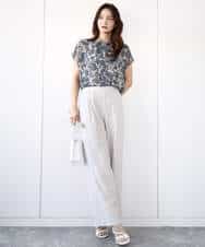 FKBHA05140 MK MICHEL KLEIN(MK ミッシェルクラン) 更紗プリント花柄シフォンブラウス/前後2way/洗える ベージュ