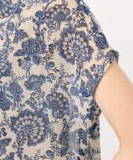 FKBHA05140 MK MICHEL KLEIN(MK ミッシェルクラン) 更紗プリント花柄シフォンブラウス/前後2way/洗える ベージュ