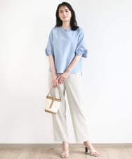 FKBHA60140 MK MICHEL KLEIN(MK ミッシェルクラン) キーネックデザインブラウス/撥水/UVカット/洗える ネイビー