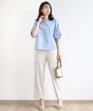 FKBHA60140 MK MICHEL KLEIN(MK ミッシェルクラン) キーネックデザインブラウス/撥水/UVカット/洗える ネイビー