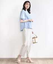 FKBHA60140 MK MICHEL KLEIN(MK ミッシェルクラン) キーネックデザインブラウス/撥水/UVカット/洗える ネイビー