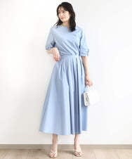 FKBHA60140 MK MICHEL KLEIN(MK ミッシェルクラン) キーネックデザインブラウス/撥水/UVカット/洗える ネイビー