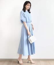 FKBHA60140 MK MICHEL KLEIN(MK ミッシェルクラン) キーネックデザインブラウス/撥水/UVカット/洗える ネイビー