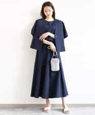 FKBHA60140 MK MICHEL KLEIN(MK ミッシェルクラン) キーネックデザインブラウス/撥水/UVカット/洗える ネイビー