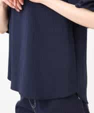 FKBHA60140 MK MICHEL KLEIN(MK ミッシェルクラン) キーネックデザインブラウス/撥水/UVカット/洗える ネイビー