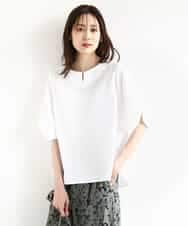 FKBHA60140 MK MICHEL KLEIN(MK ミッシェルクラン) キーネックデザインブラウス/撥水/UVカット/洗える ホワイト