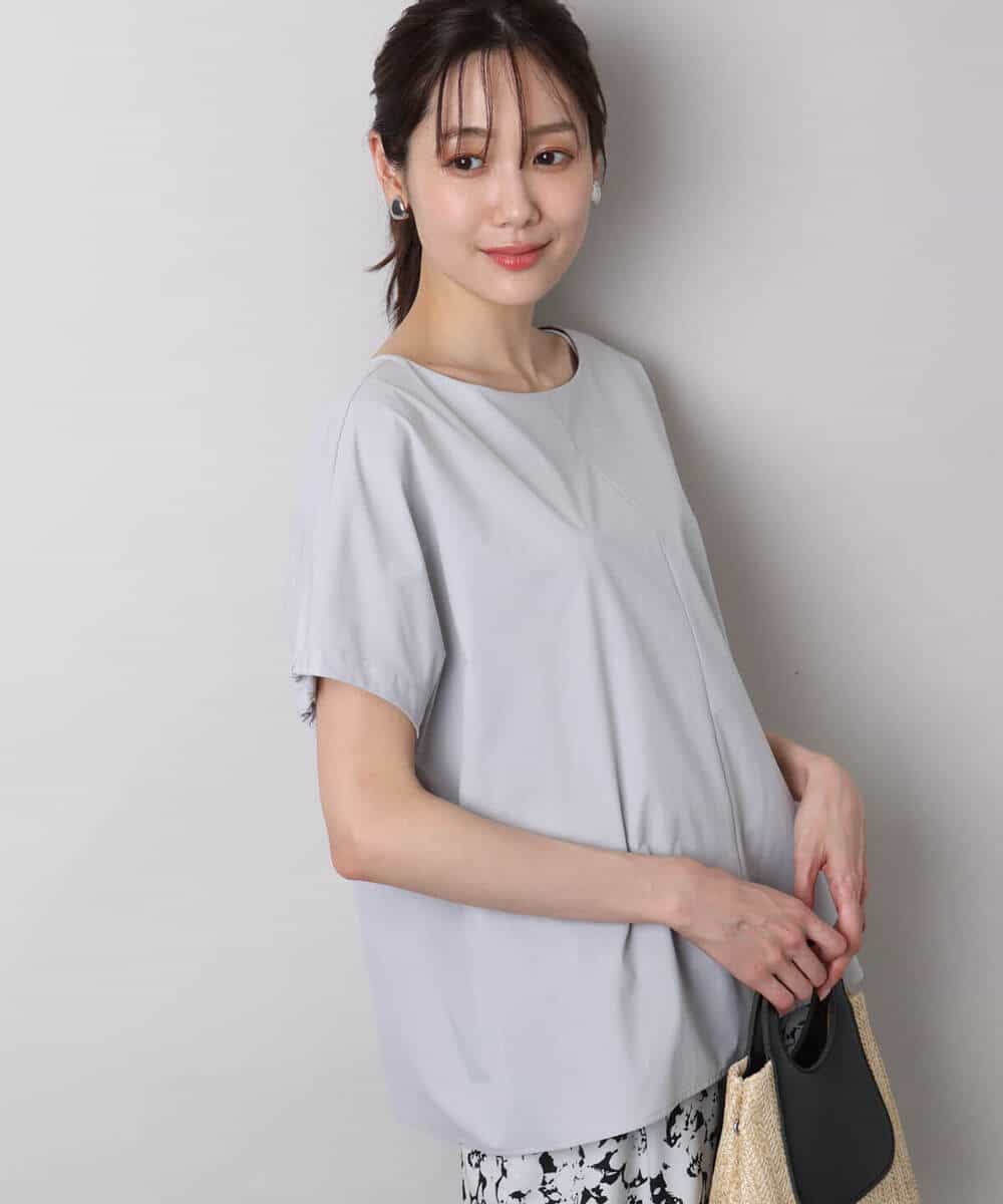 FKBHA61140 MK MICHEL KLEIN(MK ミッシェルクラン) ボートネックブラウス/撥水/UVカット/接触冷感/洗える ライトグレー