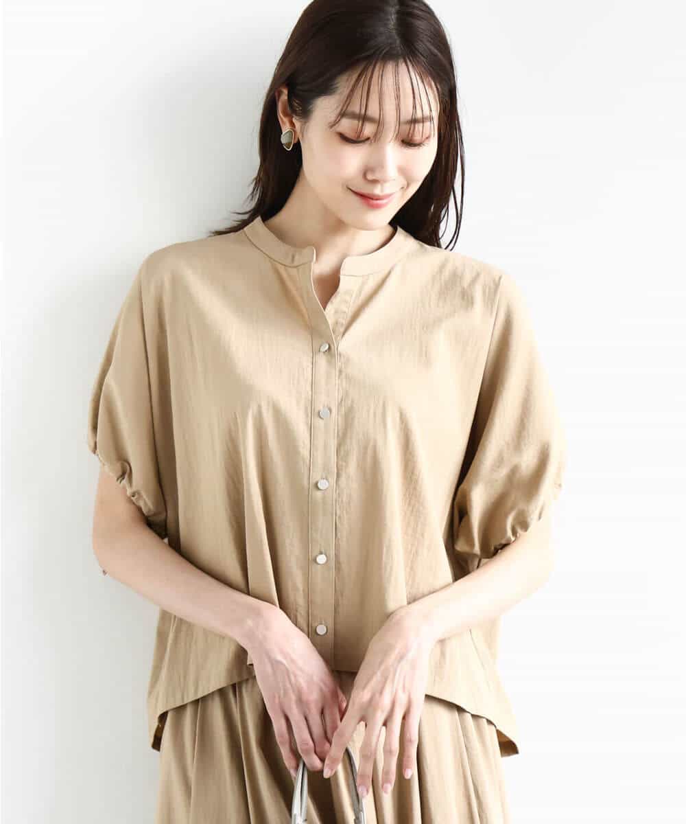 FKBHA62120 MK MICHEL KLEIN(MK ミッシェルクラン) スキッパーデザインブラウス/UVカット/接触冷感/洗える ベージュ