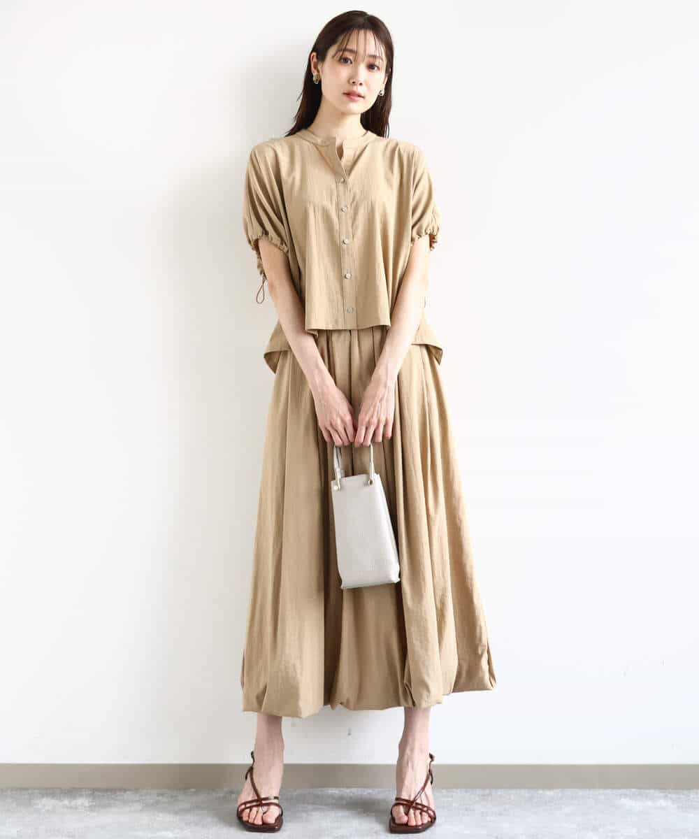 FKBHA62120 MK MICHEL KLEIN(MK ミッシェルクラン) スキッパーデザインブラウス/UVカット/接触冷感/洗える ベージュ