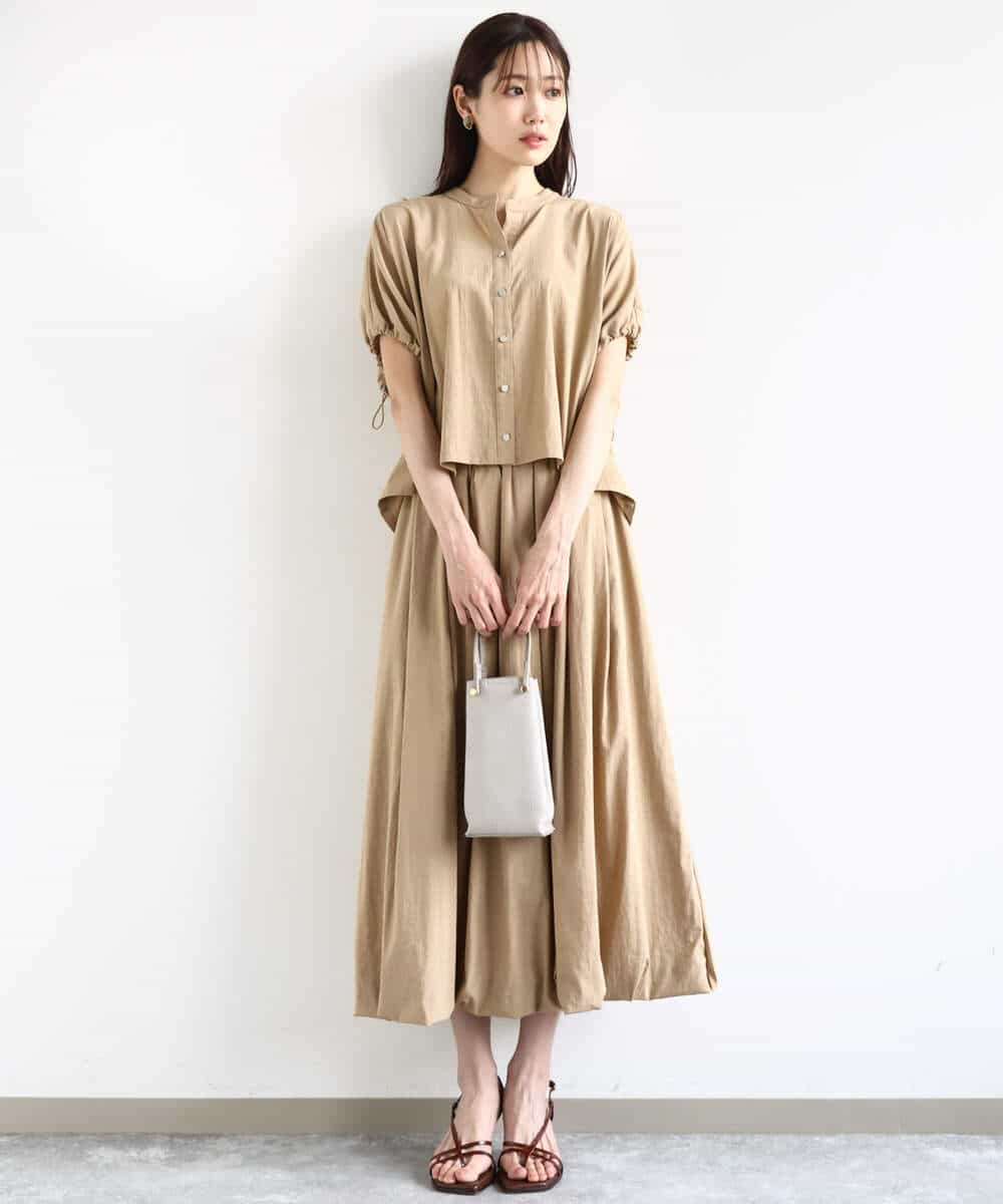 FKBHA62120 MK MICHEL KLEIN(MK ミッシェルクラン) スキッパーデザインブラウス/UVカット/接触冷感/洗える ベージュ