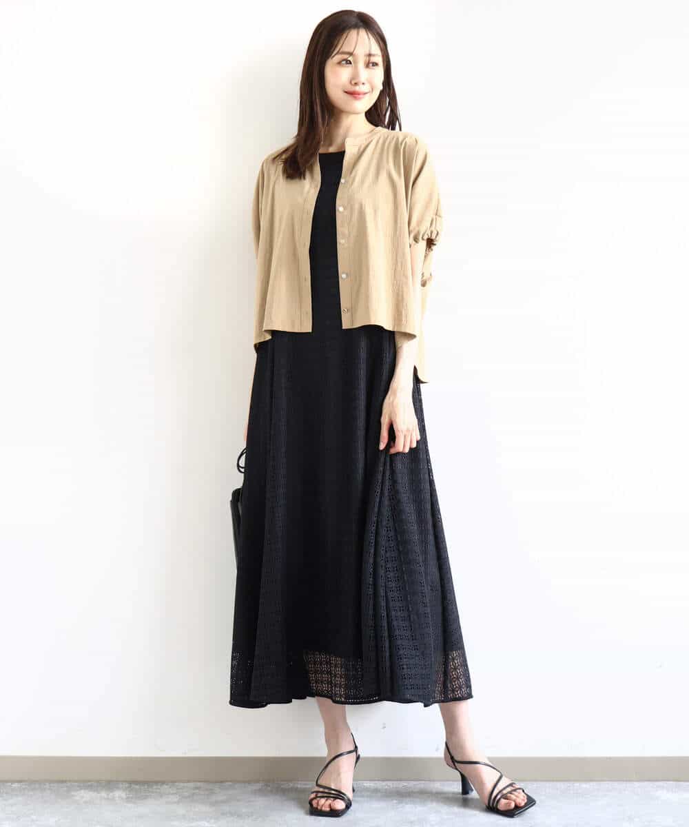 FKBHA62120 MK MICHEL KLEIN(MK ミッシェルクラン) スキッパーデザインブラウス/UVカット/接触冷感/洗える ベージュ