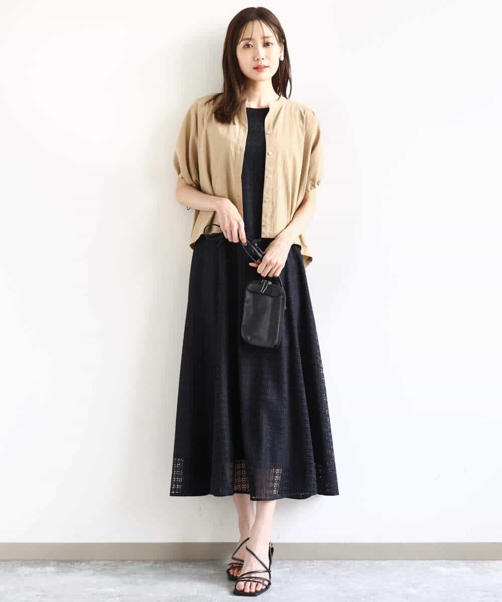 FKBHA62120 MK MICHEL KLEIN(MK ミッシェルクラン) スキッパーデザインブラウス/UVカット/接触冷感/洗える ベージュ