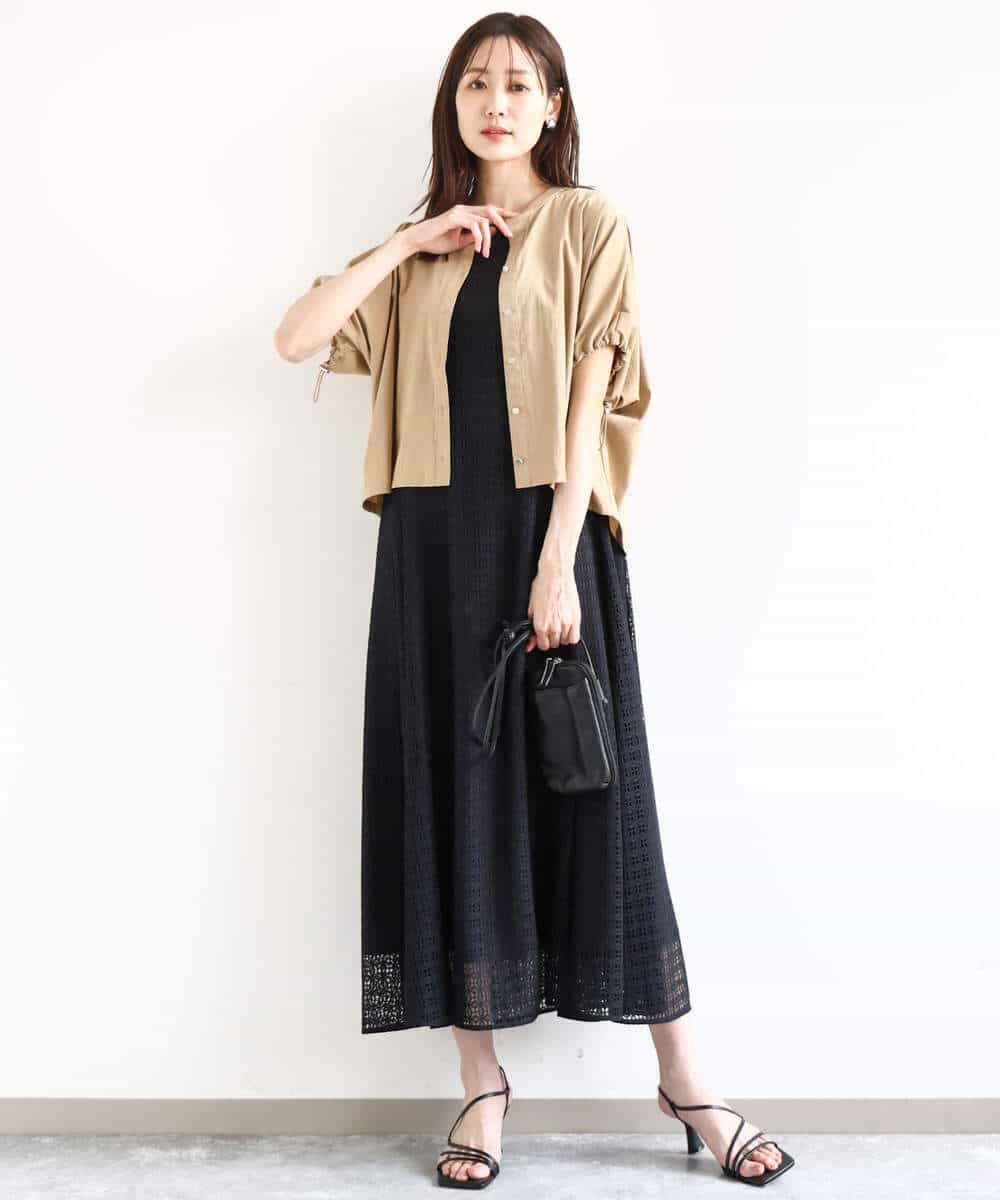 FKBHA62120 MK MICHEL KLEIN(MK ミッシェルクラン) スキッパーデザインブラウス/UVカット/接触冷感/洗える ベージュ