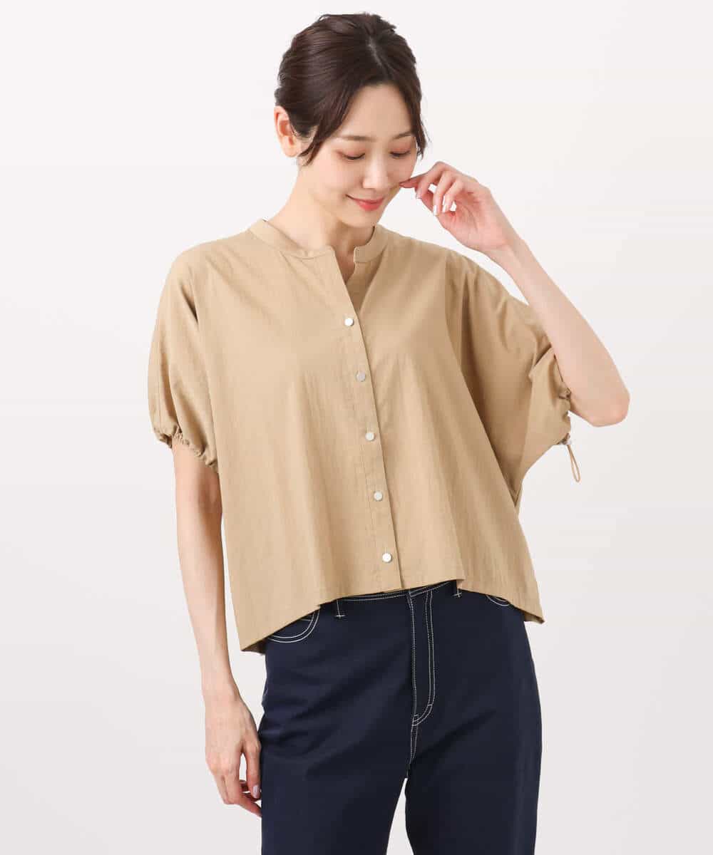FKBHA62120 MK MICHEL KLEIN(MK ミッシェルクラン) スキッパーデザインブラウス/UVカット/接触冷感/洗える ベージュ