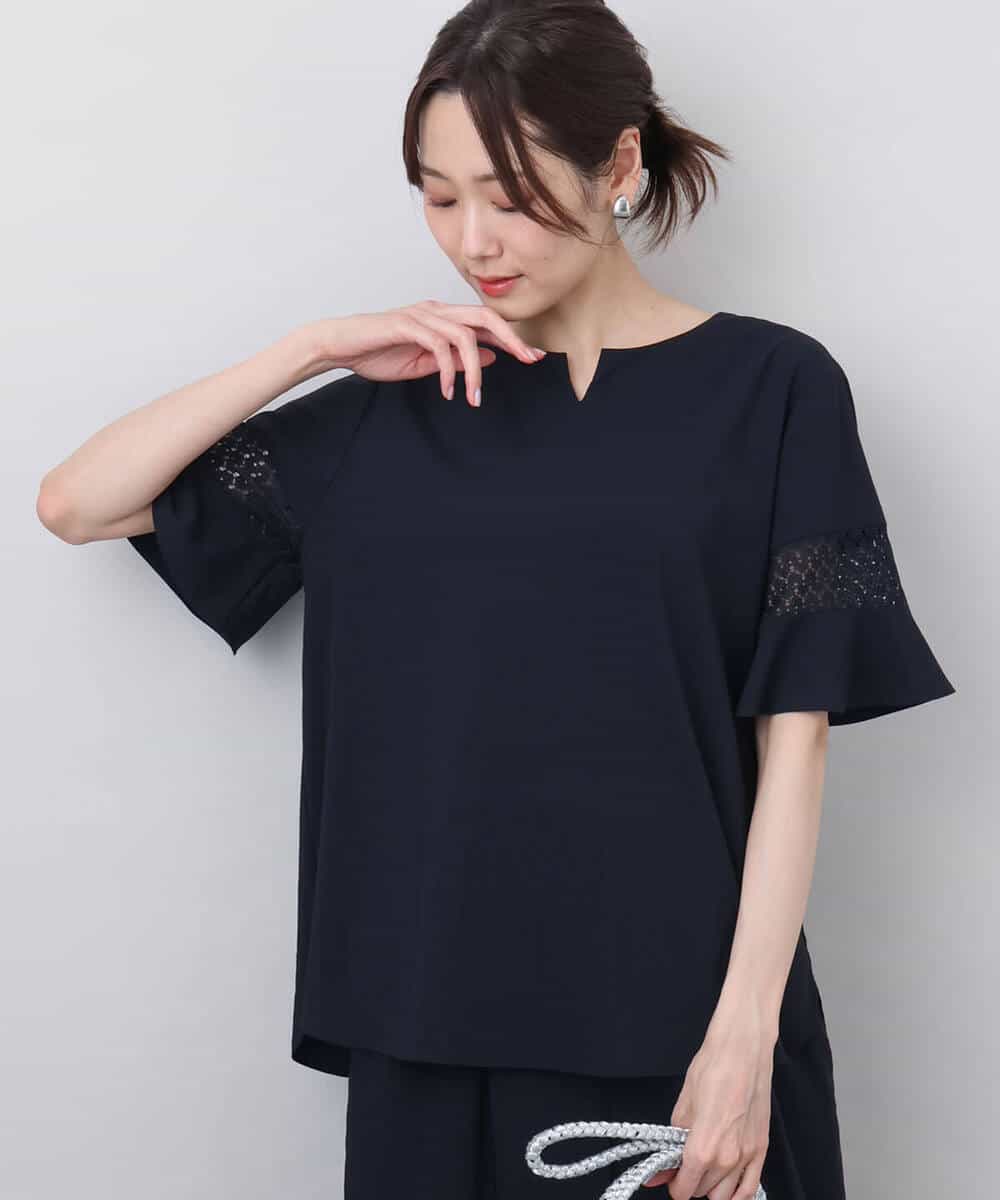 FKBHA63140 MK MICHEL KLEIN(MK ミッシェルクラン) フレアースリーブブラウス/UVカット/接触冷感/洗える ベージュ