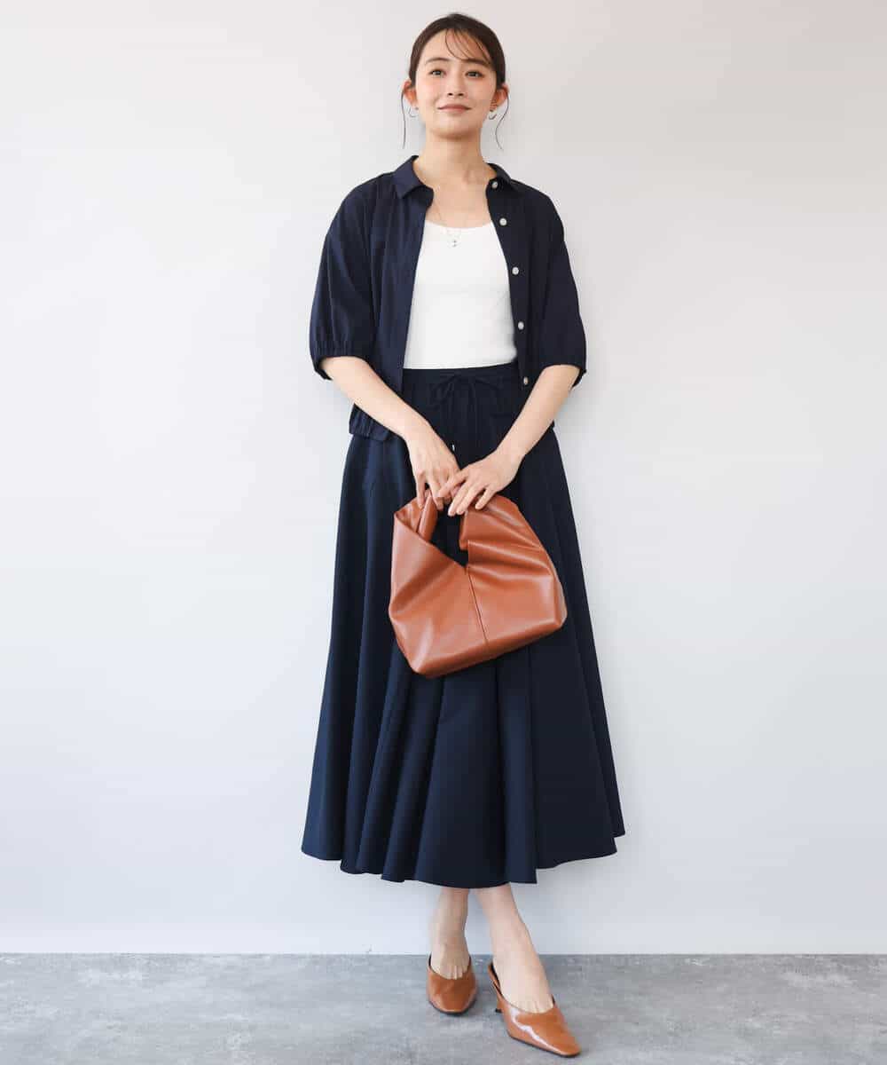 FKBHD60140 MK MICHEL KLEIN(MK ミッシェルクラン) [接触冷感/洗える]クロップド丈シャツ ベージュ