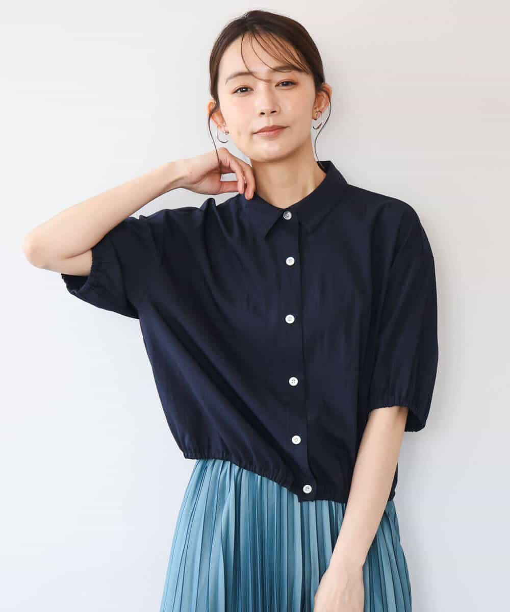 FKBHD60140 MK MICHEL KLEIN(MK ミッシェルクラン) [接触冷感/洗える]クロップド丈シャツ ベージュ