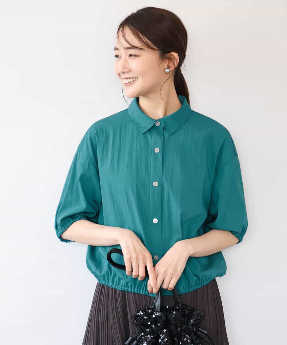 FKBHD60140 MK MICHEL KLEIN(MK ミッシェルクラン) [接触冷感/洗える]クロップド丈シャツ ベージュ