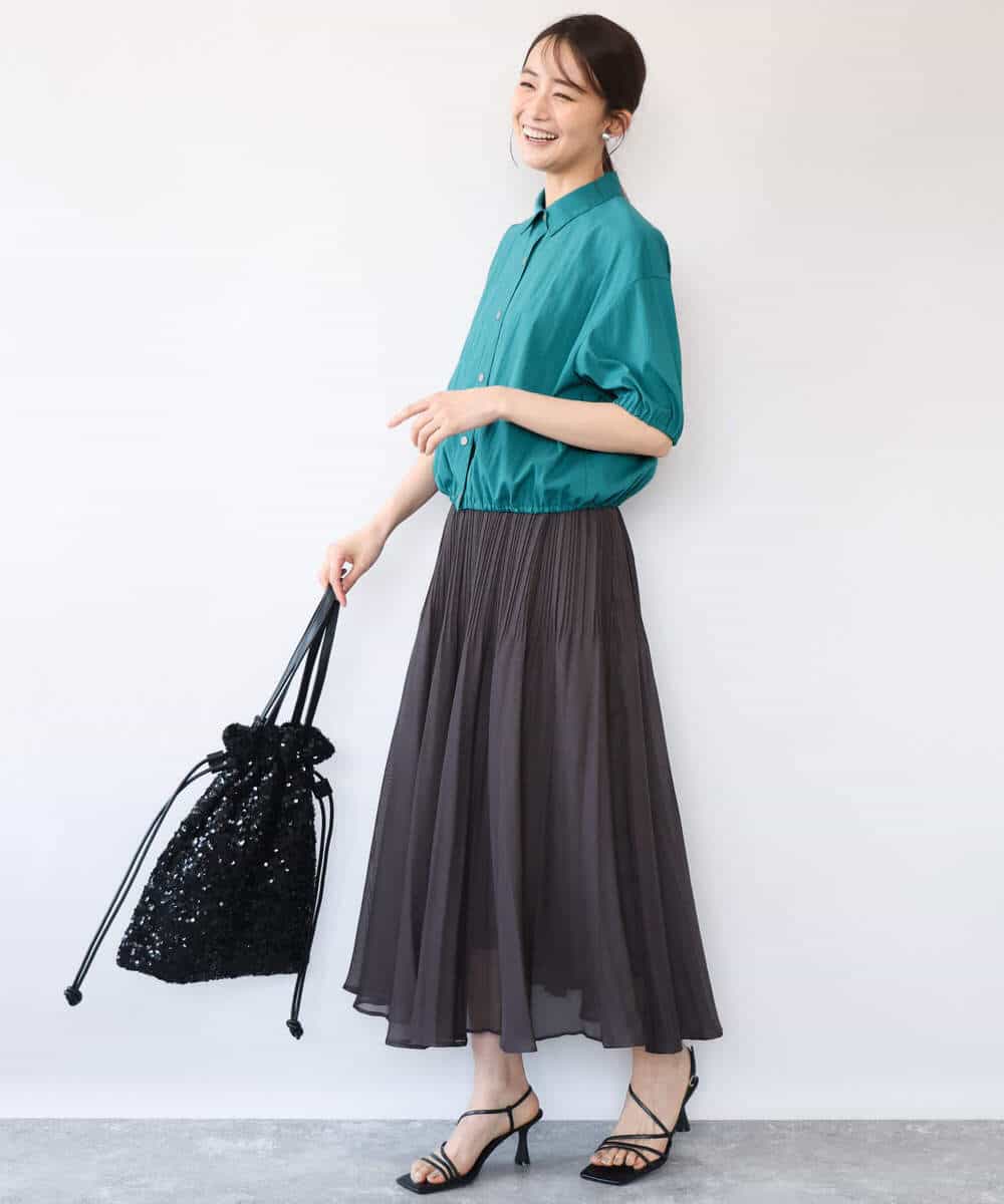 FKBHD60140 MK MICHEL KLEIN(MK ミッシェルクラン) [接触冷感/洗える]クロップド丈シャツ ベージュ
