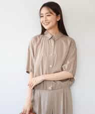 FKBHD60140 MK MICHEL KLEIN(MK ミッシェルクラン) [接触冷感/洗える]クロップド丈シャツ ベージュ
