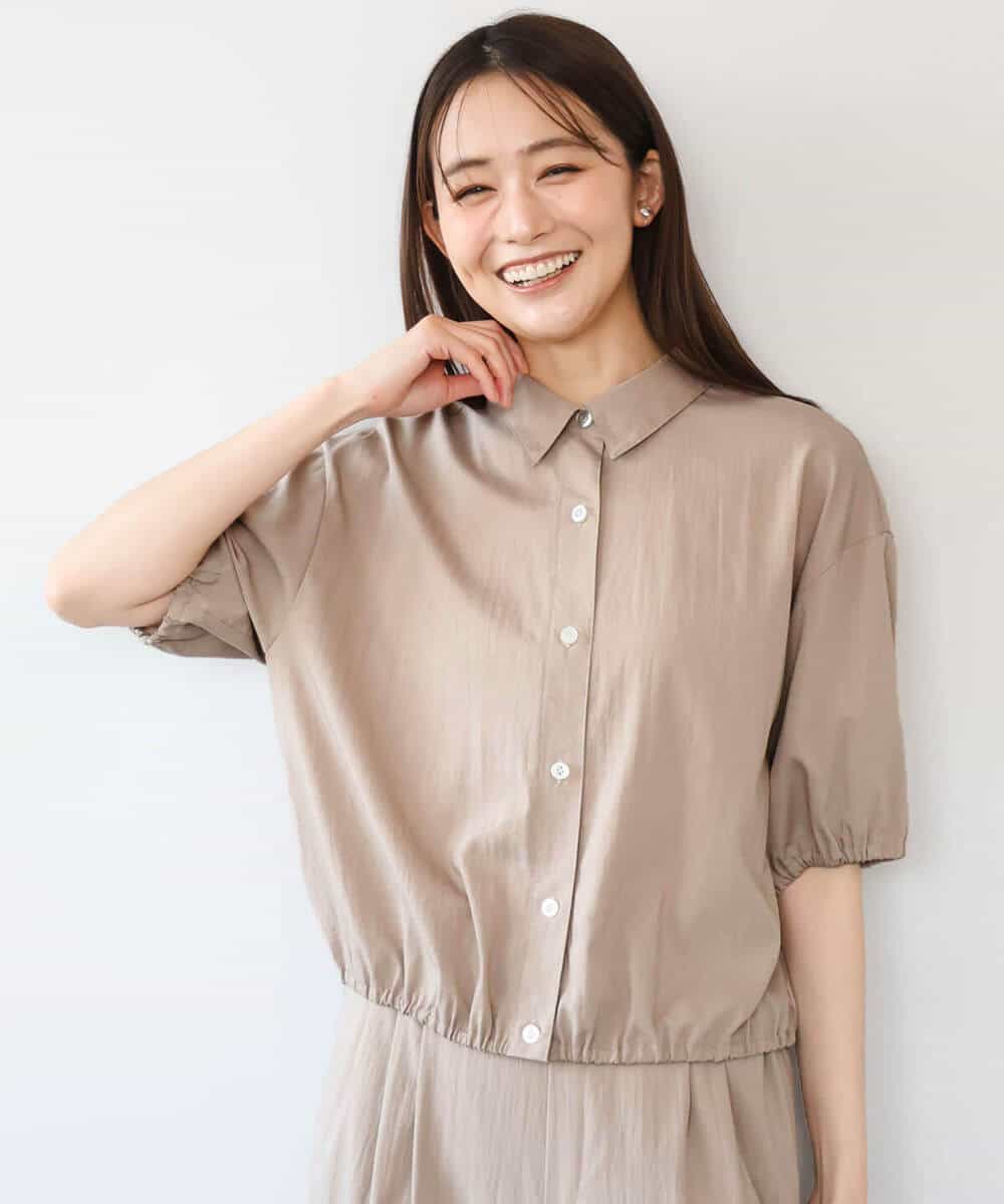 FKBHD60140 MK MICHEL KLEIN(MK ミッシェルクラン) [接触冷感/洗える]クロップド丈シャツ ベージュ