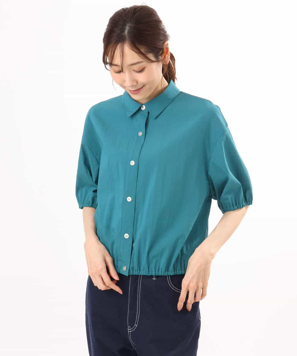 FKBHD60140 MK MICHEL KLEIN(MK ミッシェルクラン) [接触冷感/洗える]クロップド丈シャツ ベージュ