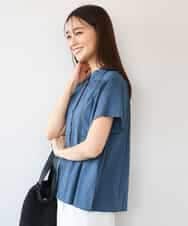 FKBHD61160 MK MICHEL KLEIN(MK ミッシェルクラン) [洗える]オーガニックコットン デザインブラウス ブルー