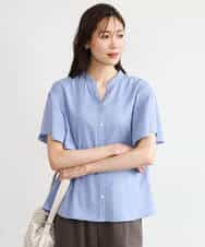 FKBHD63140 MK MICHEL KLEIN(MK ミッシェルクラン) [接触冷感/洗える]フリルスリーブブラウス ライトブルー