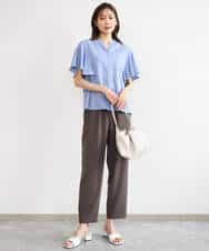FKBHD63140 MK MICHEL KLEIN(MK ミッシェルクラン) [接触冷感/洗える]フリルスリーブブラウス ライトブルー