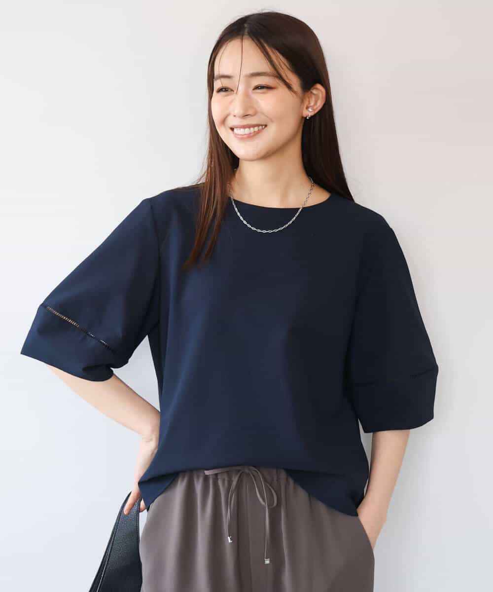 FKBHD64150 MK MICHEL KLEIN(MK ミッシェルクラン) [撥水/UVカット/洗える]ランタンスリーブブラウス ネイビー