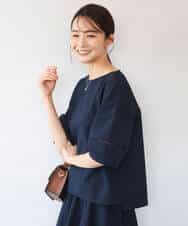 FKBHD64150 MK MICHEL KLEIN(MK ミッシェルクラン) [撥水/UVカット/洗える]ランタンスリーブブラウス ネイビー