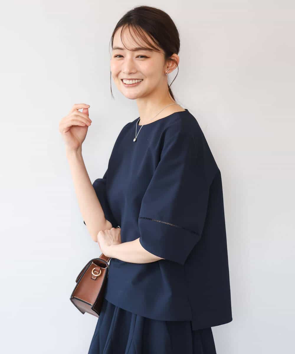 FKBHD64150 MK MICHEL KLEIN(MK ミッシェルクラン) [撥水/UVカット/洗える]ランタンスリーブブラウス ネイビー