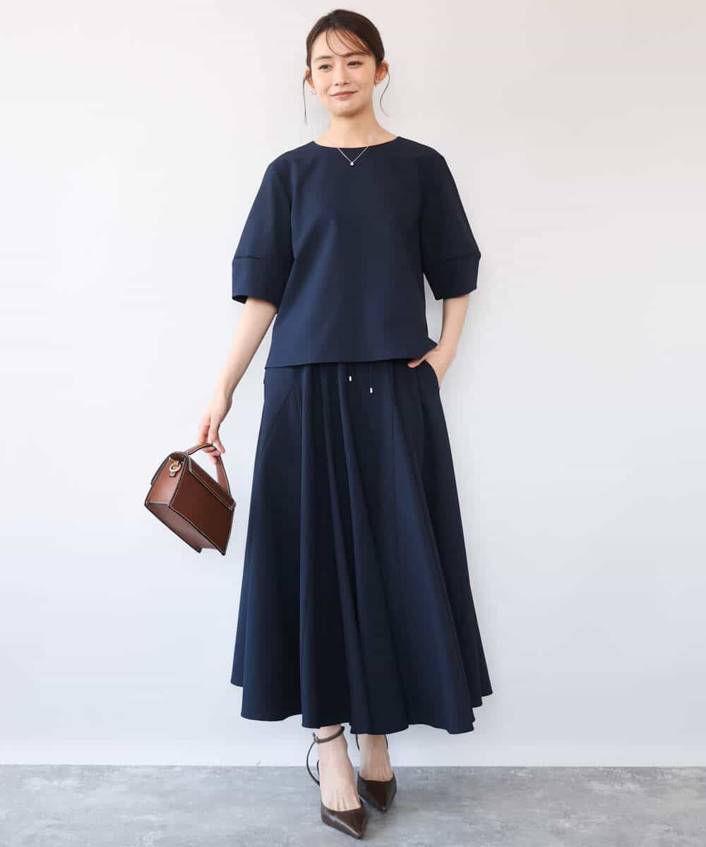 FKBHD64150 MK MICHEL KLEIN(MK ミッシェルクラン) [撥水/UVカット/洗える]ランタンスリーブブラウス ネイビー