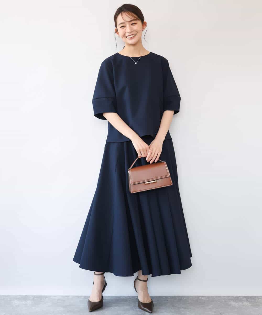 FKBHD64150 MK MICHEL KLEIN(MK ミッシェルクラン) [撥水/UVカット/洗える]ランタンスリーブブラウス ネイビー